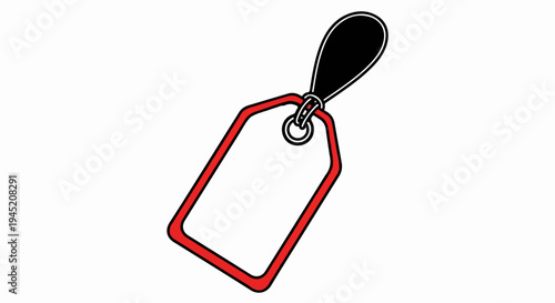 Blank red-bordered tag with black loop and grommet