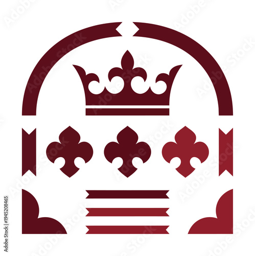 Royal emblem with crown and fleur de lis on black background