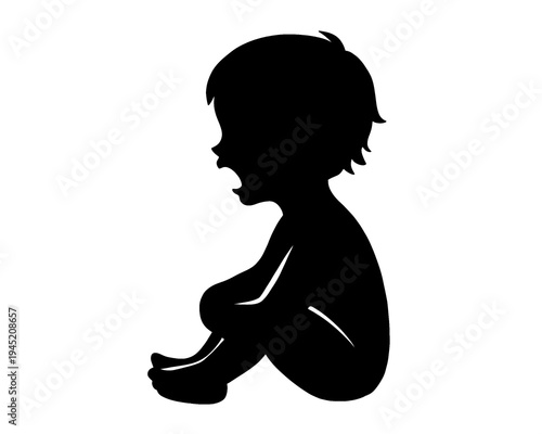 silhouette of a crying child, vector illustration
