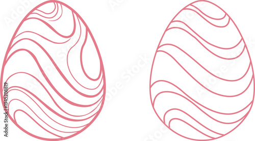 Minimal Pink Easter Egg Line Art.