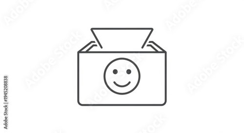 Smiling package box with open flap and happy face