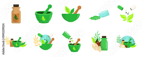 Herbal Medicine and Ayurveda Icons