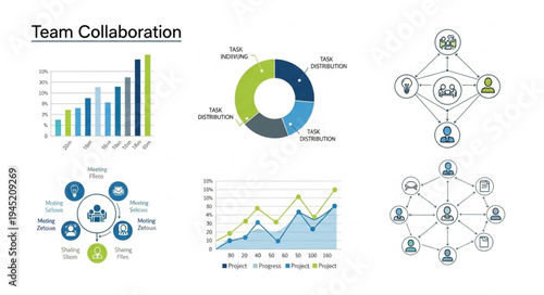 Team Collaboration Visuals - Charts and Network Diagrams for Effective Communication.