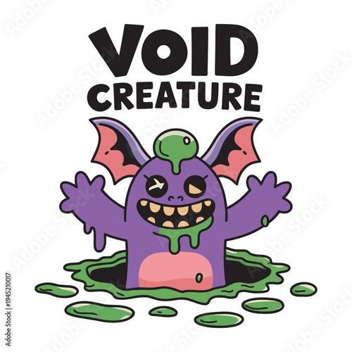 Void creature monster emerging from a hole with green slime illustration