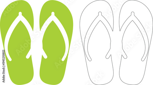 Green flip flop sandal silhouettes