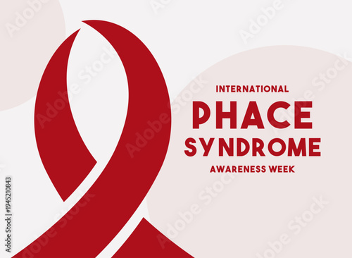 Red ribbon vector illustration for International PHACE Syndrome Awareness Week. Flat design symbol for rare disease awareness, vascular anomalies, and medical support campaigns in March.