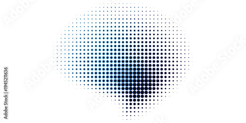 Abstract Brain Shape Formed by Dotted Halftone Pattern.