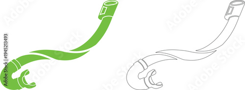 Green snorkel tube silhouette curved