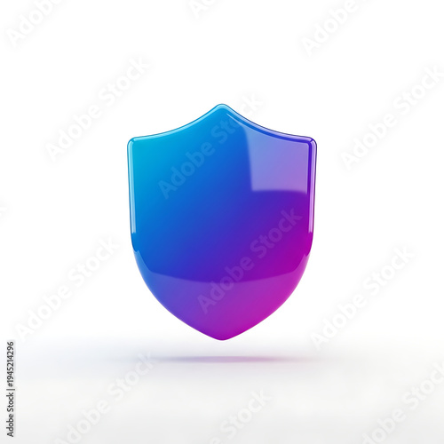 Free Download 3D iridescent shield with a vibrant blue to purple gradient effect. - GFXLoad