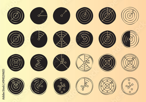 Abstract geometric circular patterns with intricate line designs and minimalist artistic elements