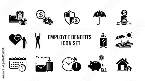 Employee benefits Vector Icon Sheet for company staff