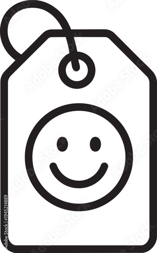 happy smiling face price tag line icon for retail store marketing and commercial business positive sale promotion