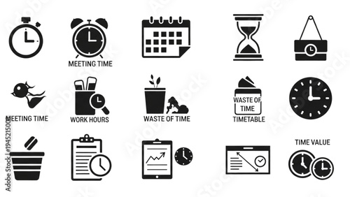 Vector Icon Sheet of Various Time and Schedule Icons