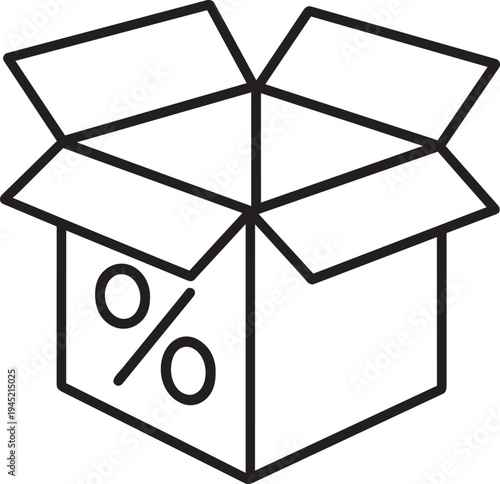percentage discount open package box line icon for retail store marketing and commercial business special sale promotion
