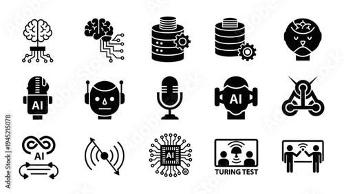 Vector Icon Sheet of Various AI and Technology Symbols