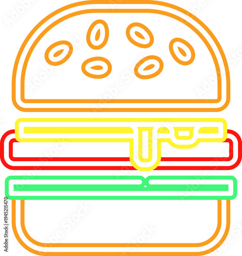 Hamburger Neon Icon