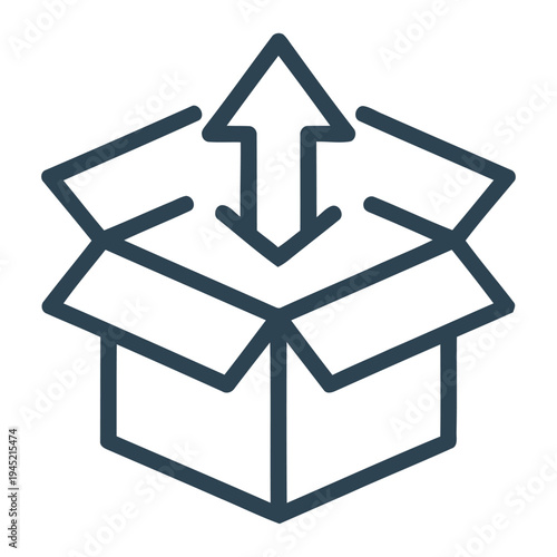 Open Box Package Icon Outline Vector for Delivery Shipping and Unboxing
