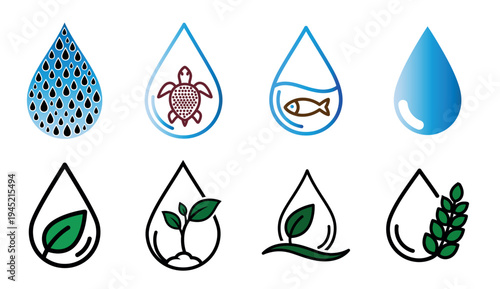 World Water Day and International Day of Forests Icon Set