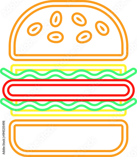 Hamburger Neon Icon