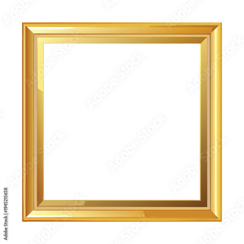 Gold picture frame isolated on white background with a blank space for art display