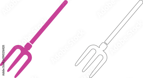 Minimal pink and black pitchfork silhouettes