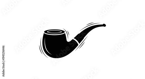 Classic Black Smoking Pipe Silhouette Icon, Vintage Tobacco Pipe Vector Art