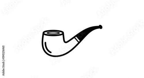 Classic Smoking Pipe Icon, Vintage Tobacco Accessory, Simple Line Art
