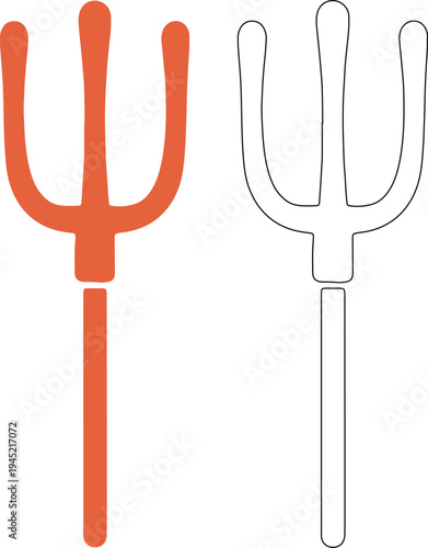 Minimal pitchfork silhouettes orange and black