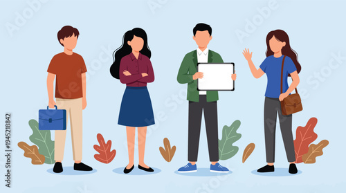 Diverse Professionals Posing with a Digital Tablet