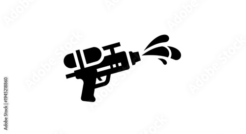 Black Silhouette of a Water Gun Shooting Water