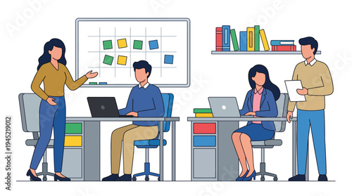 Diverse Team Collaborating in a Modern Office Setting