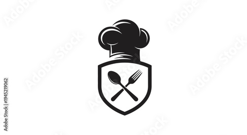 Chef Hat and Crossed Utensils Emblem: Culinary Icon, Restaurant Logo, Food Service Symbol