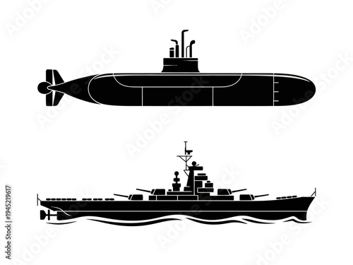 Silhouette vector illustration of a ship at sea