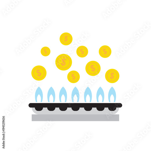 Expensive Gas Crisis Vector Illustration with Gas Fire and Dollar Symbol for Energy Crisis Concept


