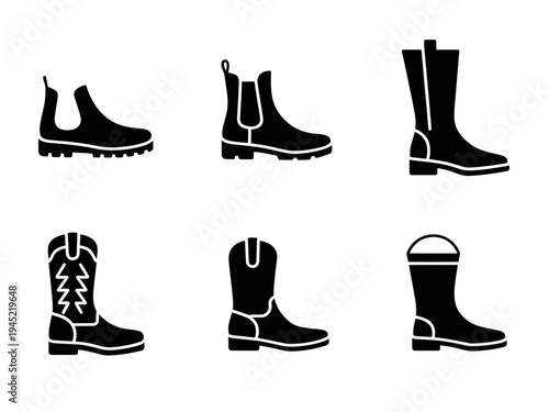 Set of stylish boots and shoes icons vector collection