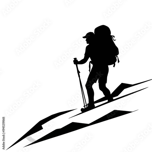 Silhouette of a skier vector illustration in winter sports action outdoors