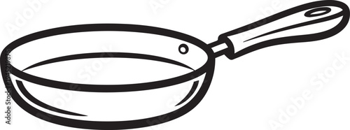 Black and white of a frying pan with a handle skillet cooking kitchen utensil cookware