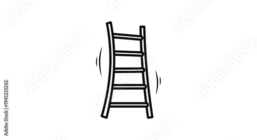 Wobbly Ladder Icon - Unstable, Risk, Danger, Climbing, Construction, Safety Hazard
