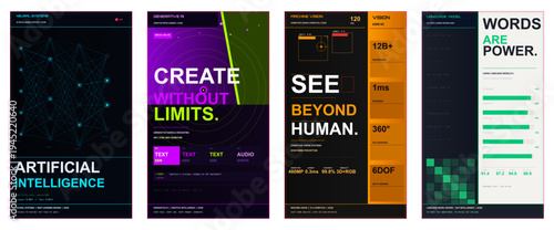 Artificial intelligence poster design, AI magazine cover, machine learning advertisement layout, neural network brochure template, technology flyer design, generative AI editorial, premium tech market