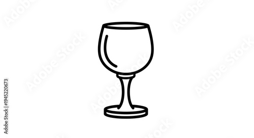 Simple Line Art Icon of a Wine Glass