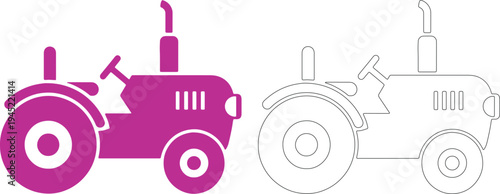 Pink and black tractor silhouettes vehicle