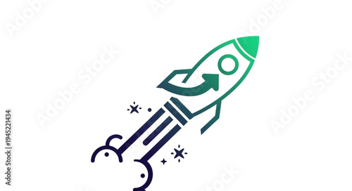 Rocket Launch with Arrow Symbolizing Growth and Innovation.