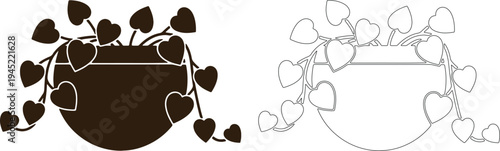 Pothos plant silhouette heart shaped leaves