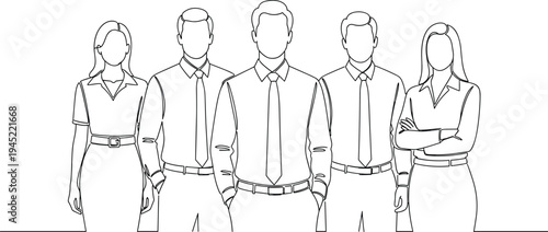 Professional business team silhouettes in corporate attire, group illustration symbolizing teamwork, organization, leadership, collaboration, office staff, company workforce