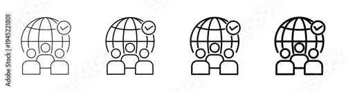 Global Community Impact and People Unity Icon Line Art Vector Illustration Editable