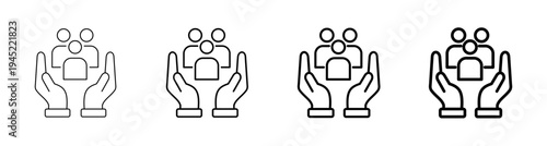 Social Support and Community Care Protection Icon Line Art Vector Illustration Editable