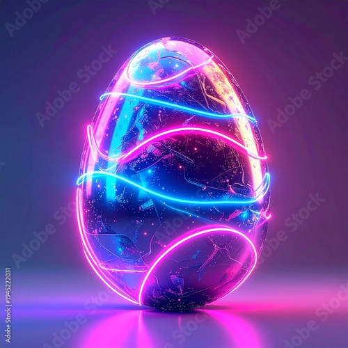 Futuristic Easter egg made of neon light