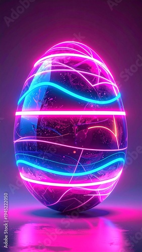 Futuristic Easter egg made of neon light