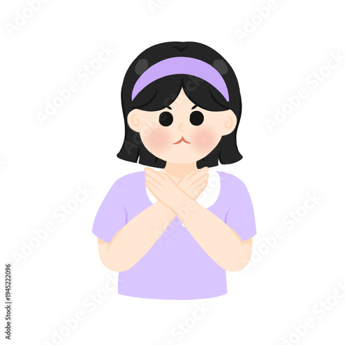 Acting cute girl Handdrawn character in purple shirt