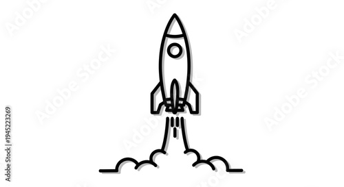 Rocket Launching into Space, Startup Business Concept, Abstract Illustration